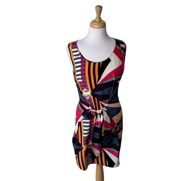 HOSS INTROPIA Geometric Print Tie Front Mini Dress Size 36 - Picture 1 of 8